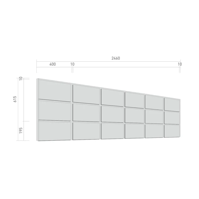 SerFibro Großblockstein-Faserzementplatte (3×6 Raster) — 195×400 - 615 × 2460 mm