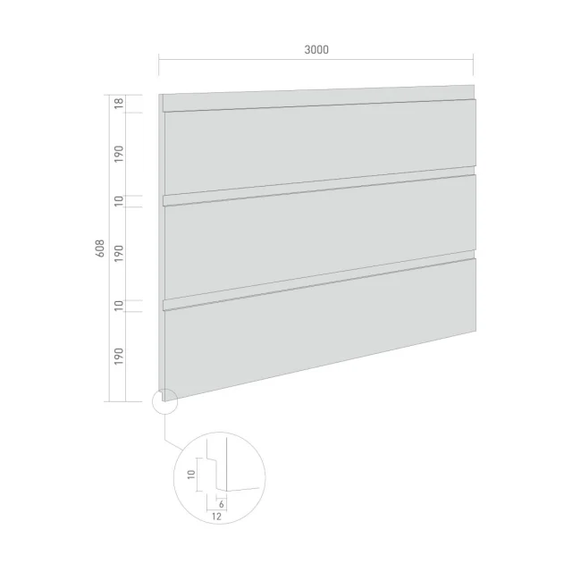 SerFibro Type-B Grooved Fibre Cement Board — 190 - 608 × 3000 mm